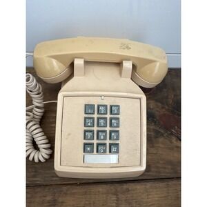 Vintage Cortelco Push Button Desk Phone Beige Retro Landline Telephone USA